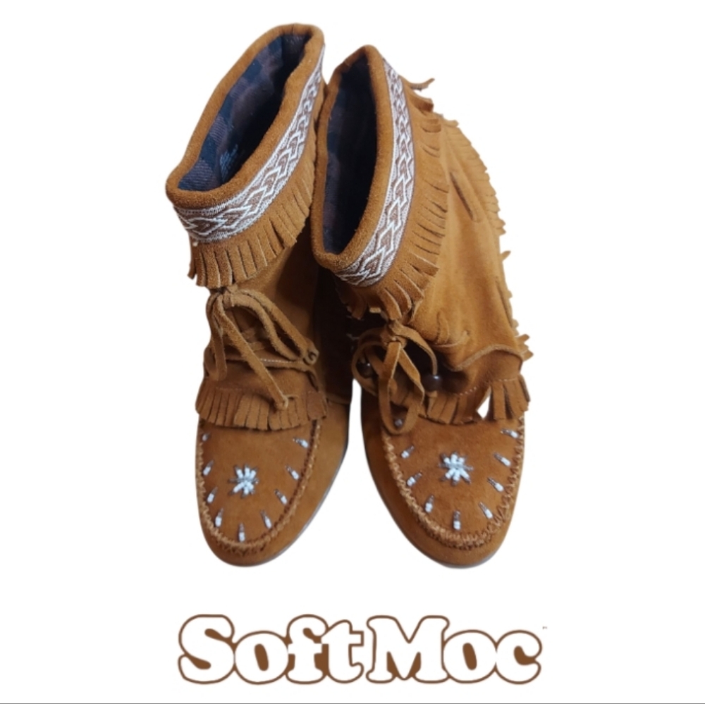Softmoc Trinity Leather Moccasin Wedges